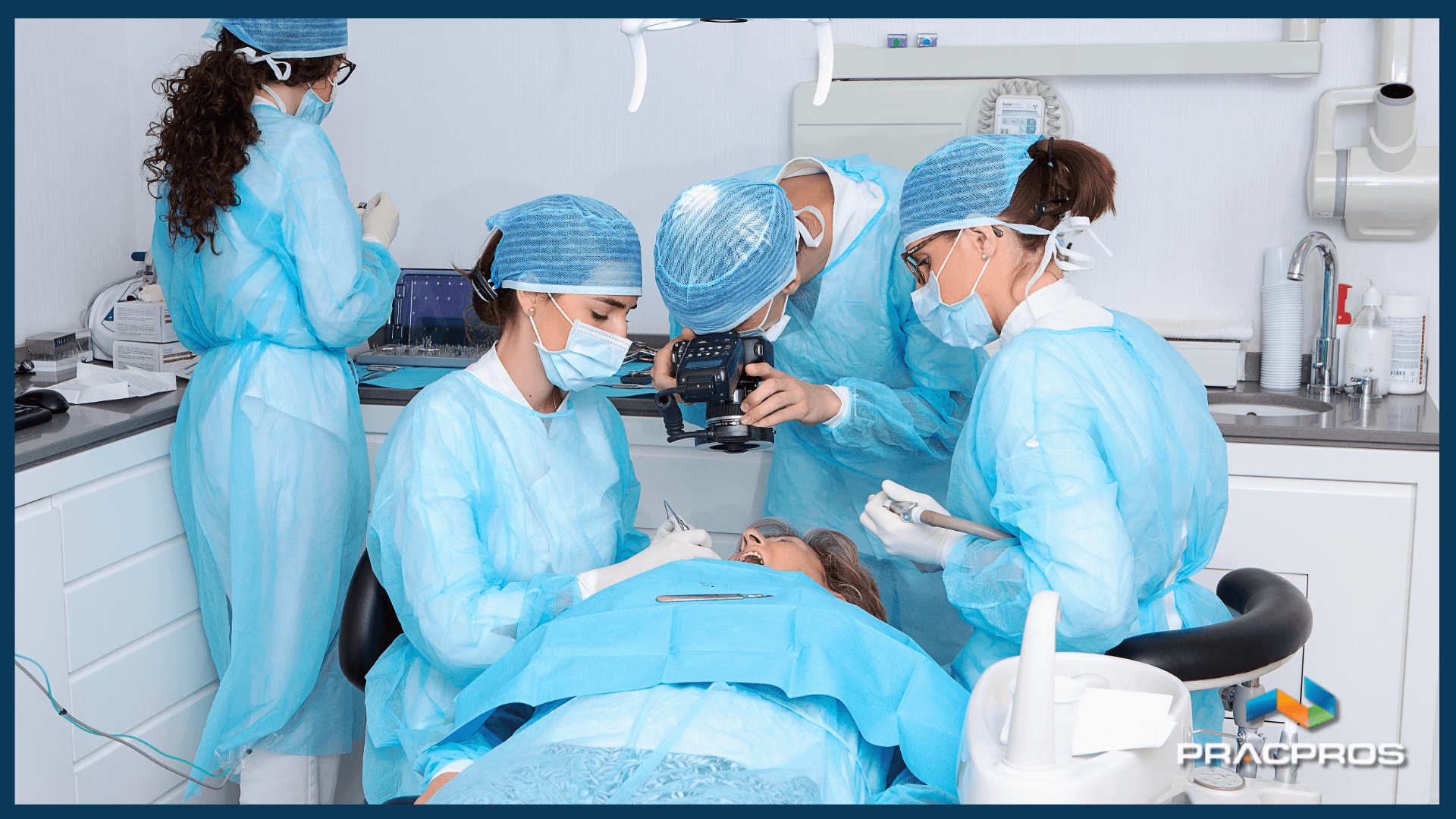 Dentist recording a dental surgery